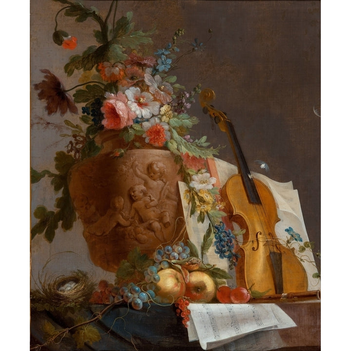 Still life with flowers and a violin c.1750 Poster Print by Jean-Jacques Bachelier Image 2