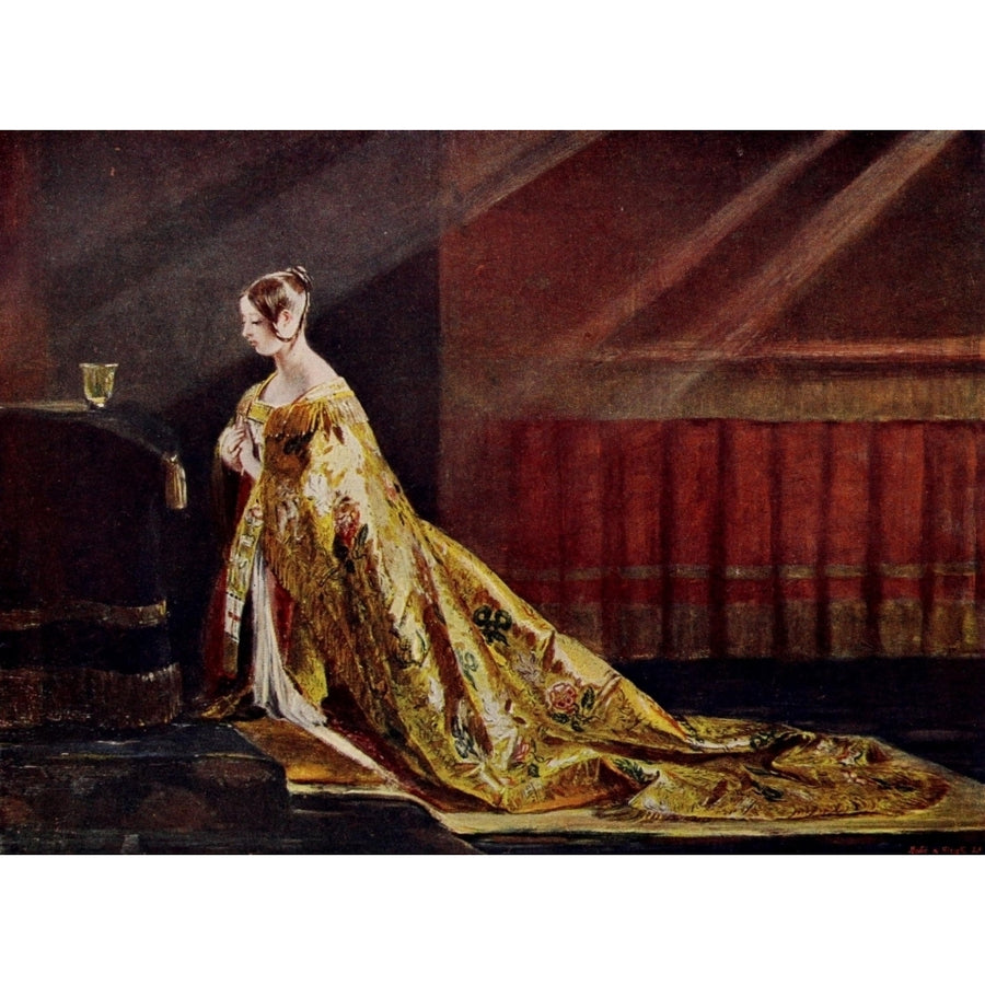 Cassells History of England 1909 Queen Victoria coronation robes Poster Print by Charles Leslie Image 1