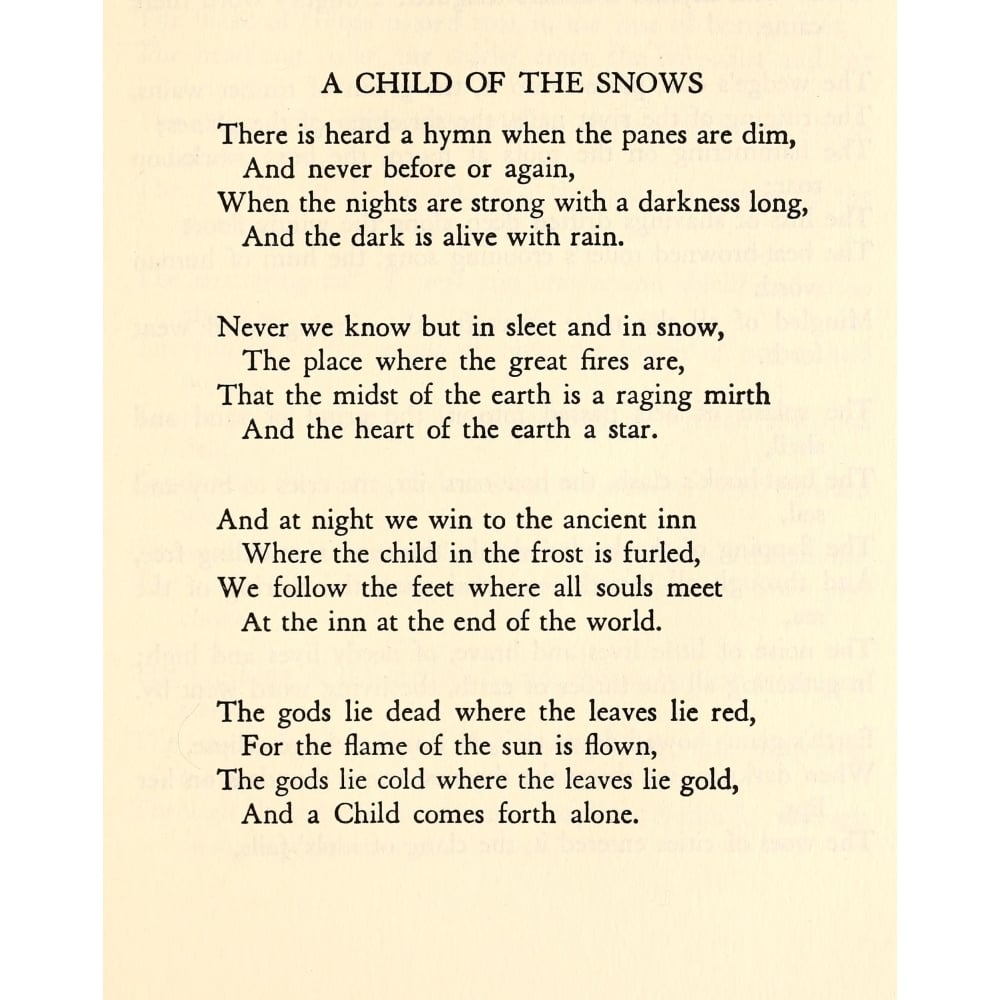 Collected Poems of GKC 1932 Child of the Snows Poster Print by G.K. Chesterton Image 1