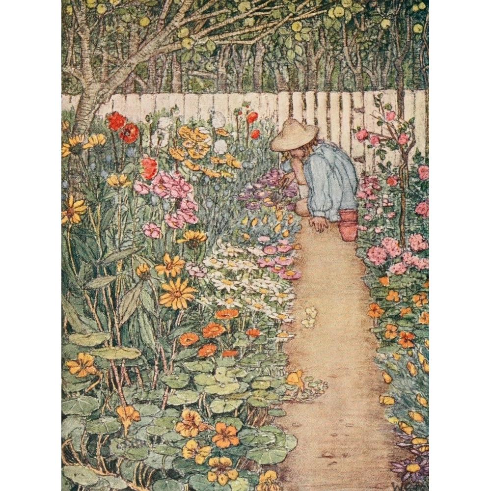 The Childrens Book of Gardening 1909 Herbaceous Border Poster Print by Winifred Cayley-Robinson Image 2