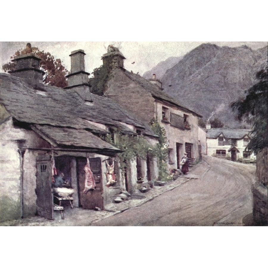 English Lakes 1908 Old Butchers shop in Coniston Village Poster Print by A. Cooper Image 1