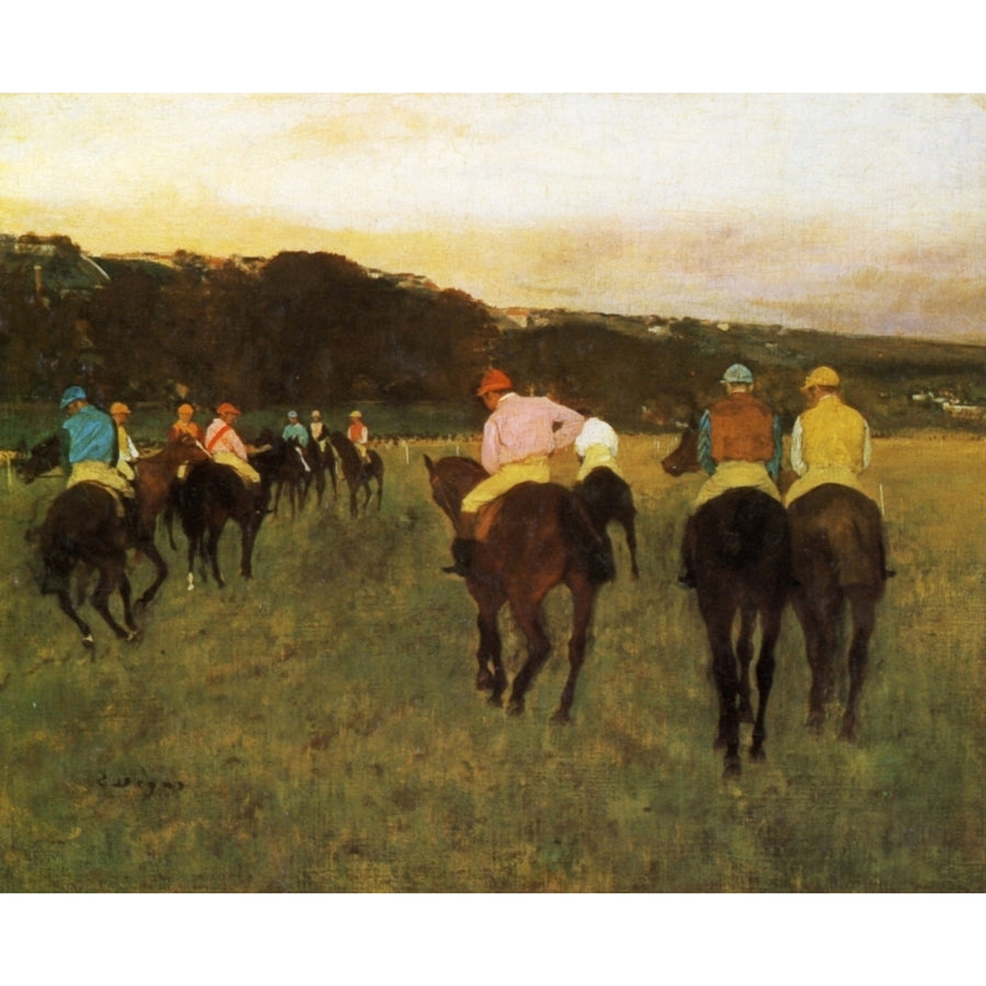 Horse racing at Lonchamps Poster Print by Edgar Degas Image 1