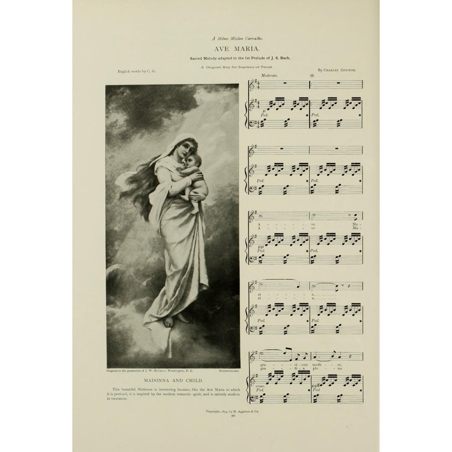 Music of the Modern World 1895 Ave Maria music 1 Poster Print by Charles Gounod Image 1