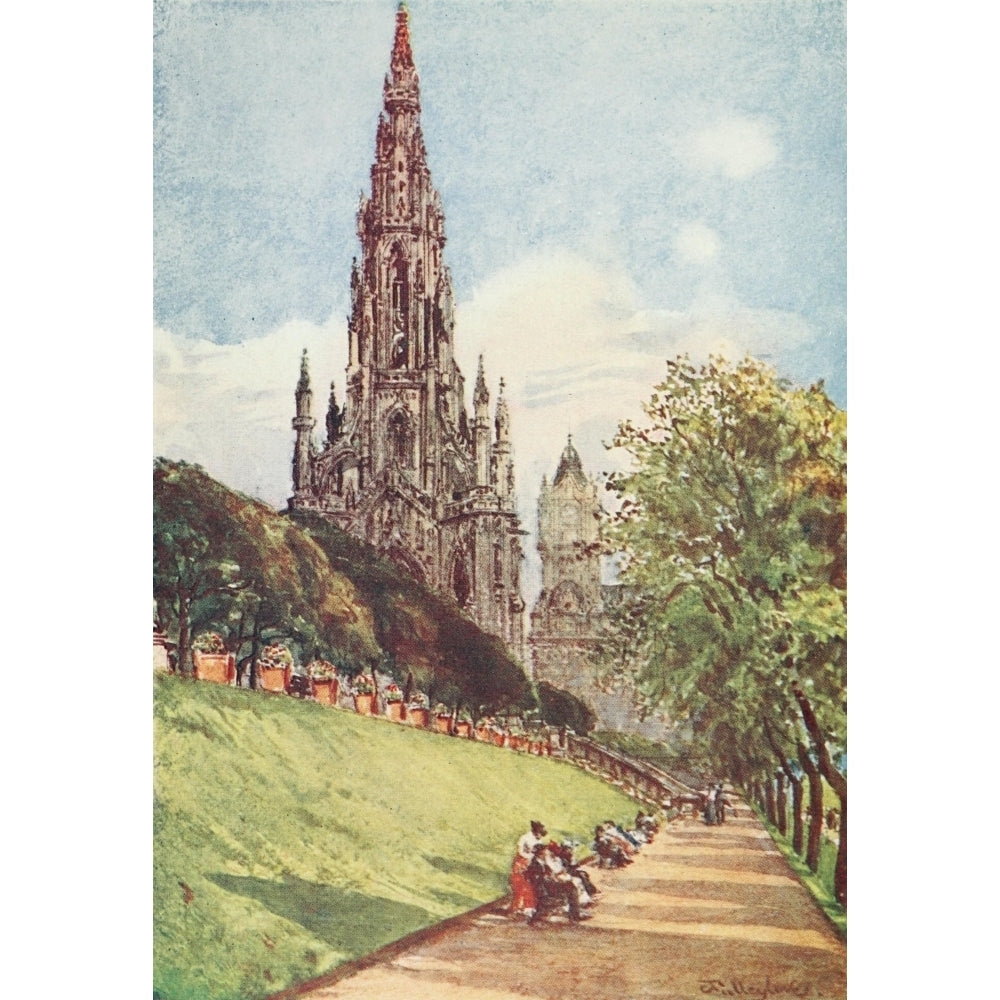 Sir Walter Scott 1913 Scott monument Edinburgh Poster Print by John Fulleylove Image 1