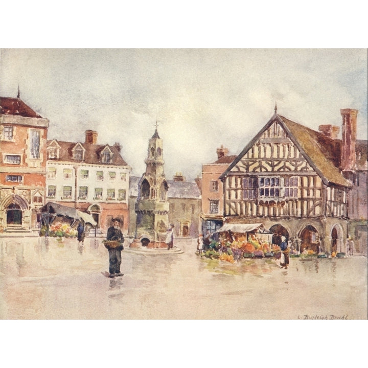 Essex 1909 Saffron Walden Market after rain Poster Print by Louis Burleigh Bruhl Image 2