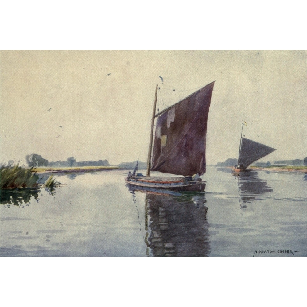 Norfolk and Suffolk 1921 Wherries on the Waveney Poster Print by Alfred Heaton Cooper Image 2