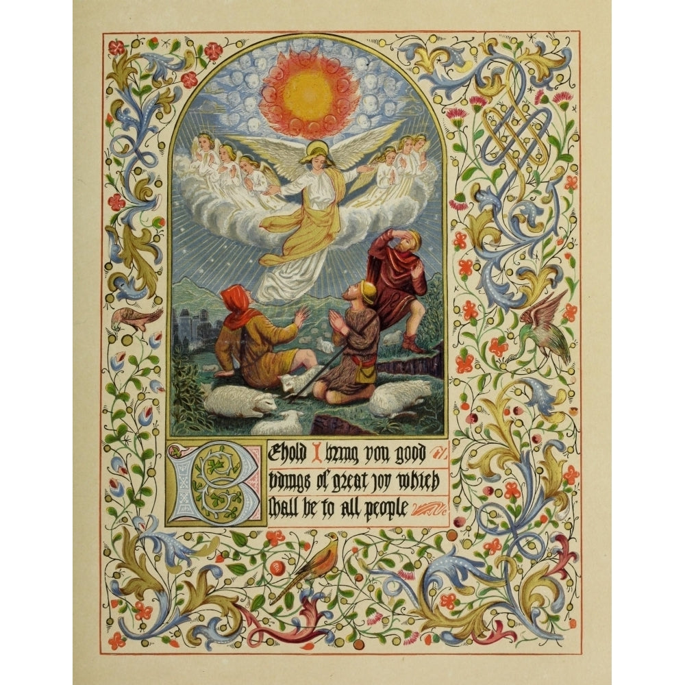 A Christmas Carol 1873 Angels and Shepherds Illuminated Poster Print by A. Trevor Crispin Image 2