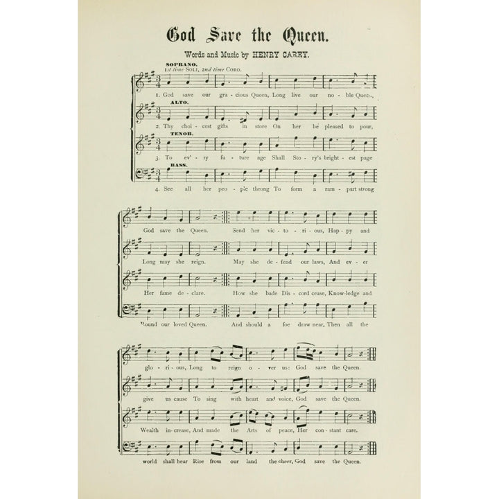 Songs that Never Die 1894 God Save the Queen Poster Print by Henry Carey Image 2