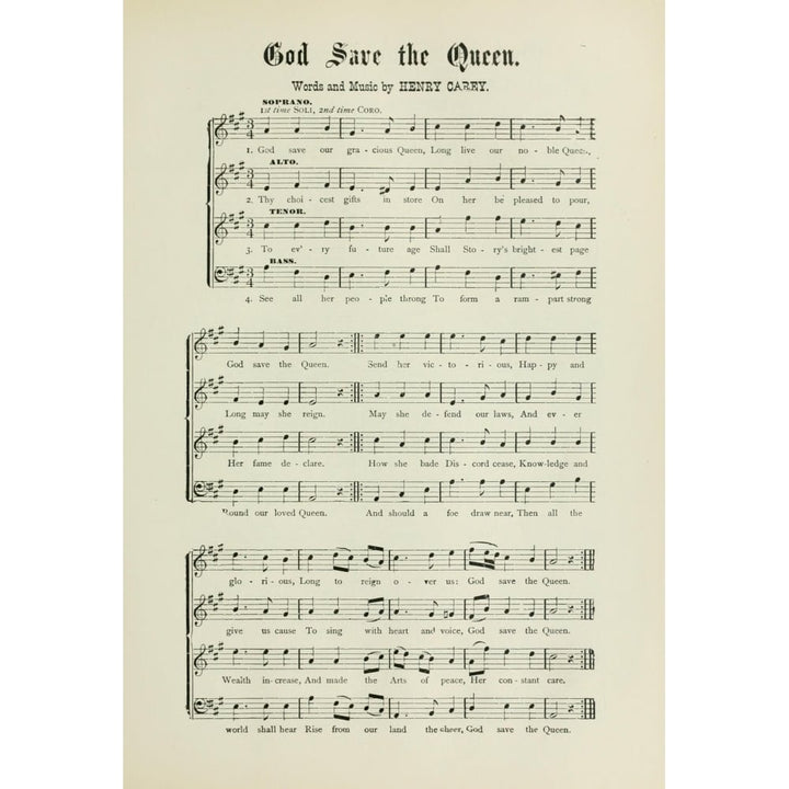 Songs that Never Die 1894 God Save the Queen Poster Print by Henry Carey Image 1