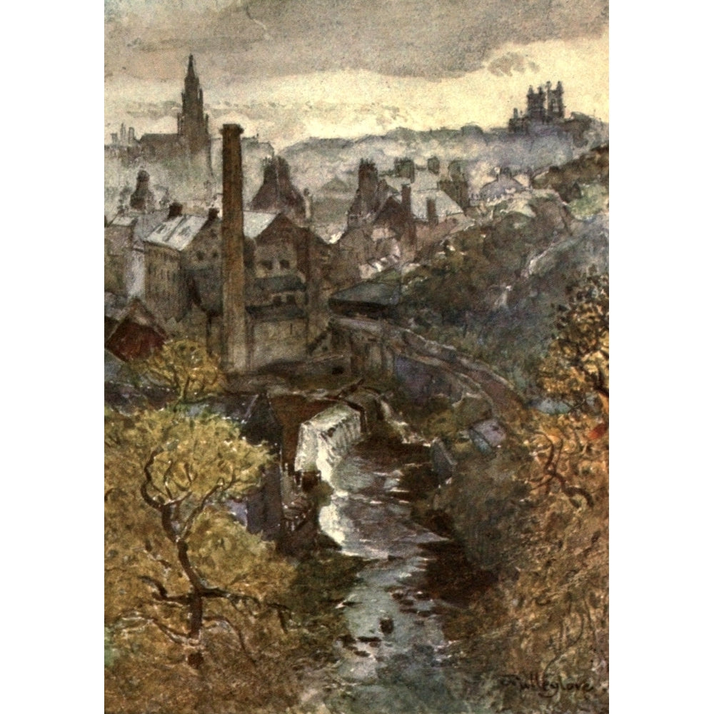 Edinburgh 1904 Water of Leith from Dean Bridge Poster Print by John Fulleylove Image 1