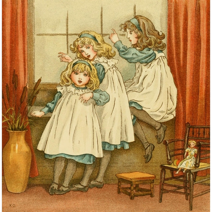 An April Babys Book of Tunes 1900 Three sisters Poster Print by Kate Greenaway Image 2