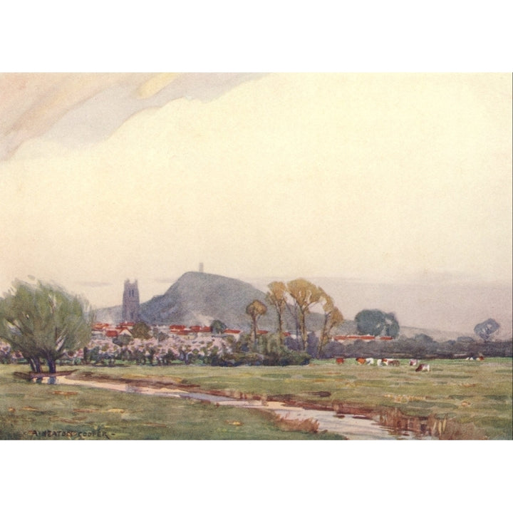 Somerset 1927 Isle of Avalon and Glastonbury Tor Poster Print by Alfred Heaton Cooper Image 1