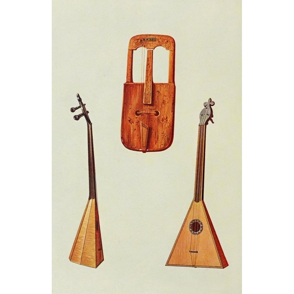 Musical Instruments 1921 Welsh Crwth and Russian Balalaika Poster Print by William Gibb Image 1