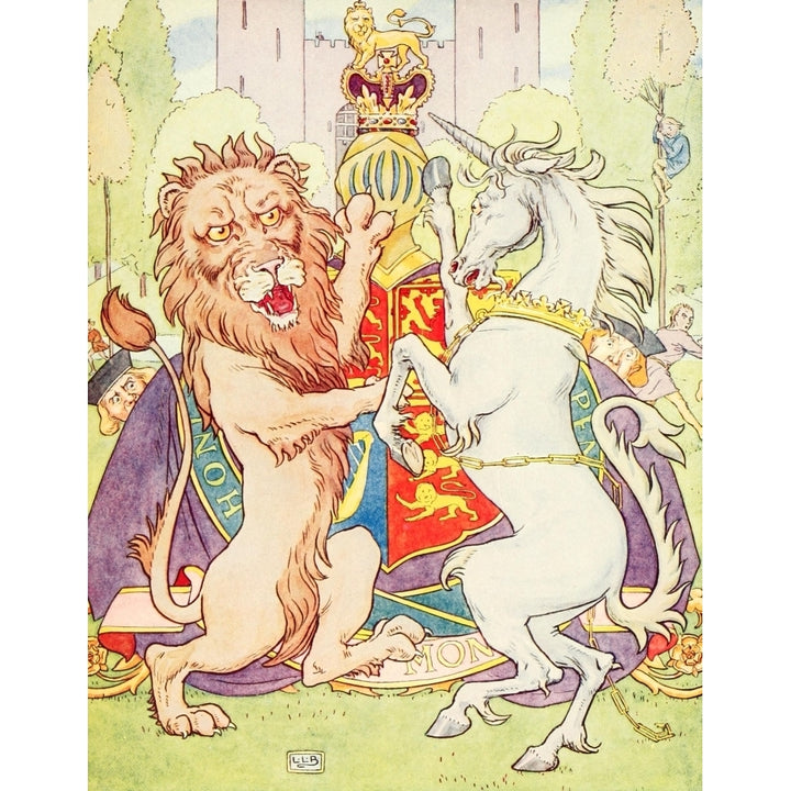 Nursery Rhymes 1916 The Lion and the Unicorn Poster Print by Leonard Leslie Brooke Image 1