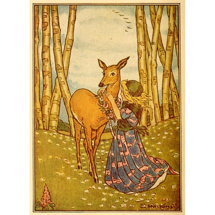 The Fairy Ring 1931 Girl with deer Poster Print by Elizabeth MacKinstry Image 1