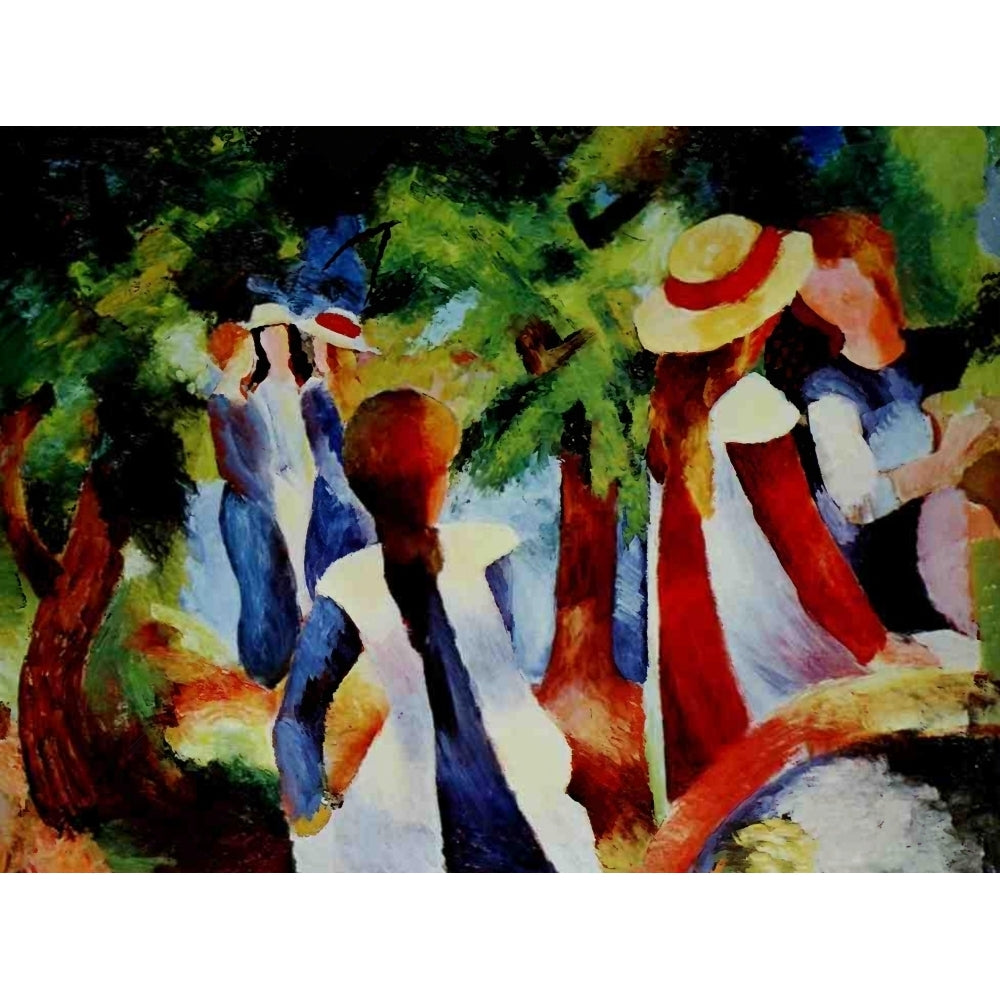 Girls among trees 1914 Poster Print by August Macke Image 1