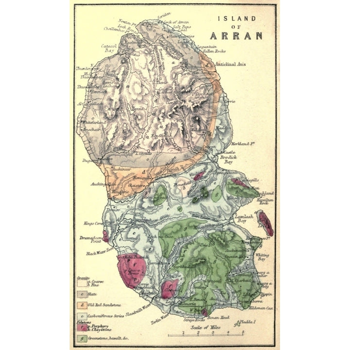 Map Geology of Arran and other Clyde islands 1872 Island of Arran Poster Print by Map Image 2