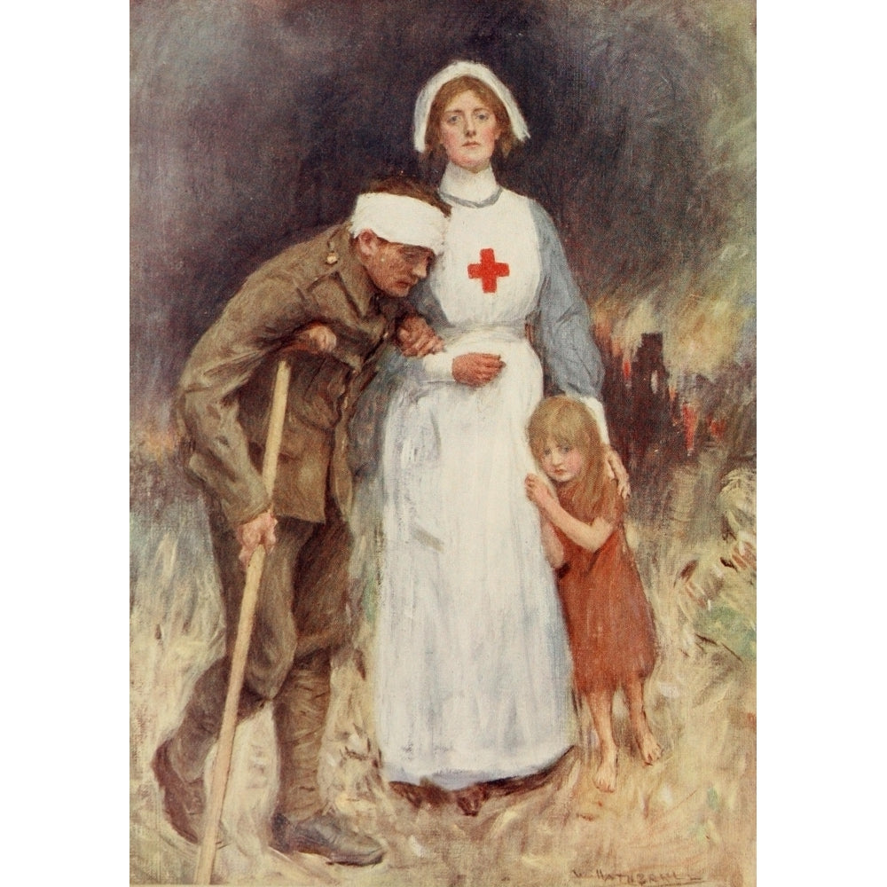 The Queens Gift Book 1918 Wounded soldier and nurse Poster Print by William Hatherell Image 1