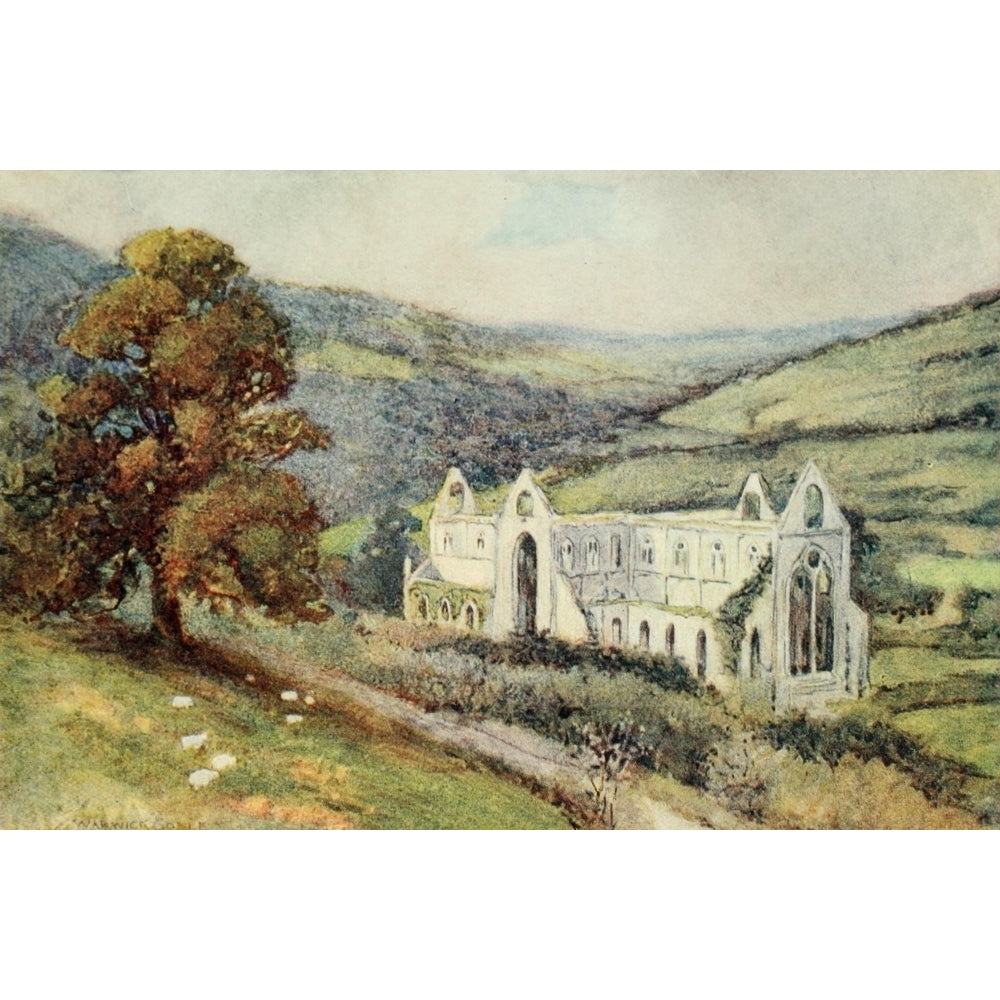 Greater Abbeys of England 1908 Tintern Abbey from South East Poster Print by Warwick Goble Image 1