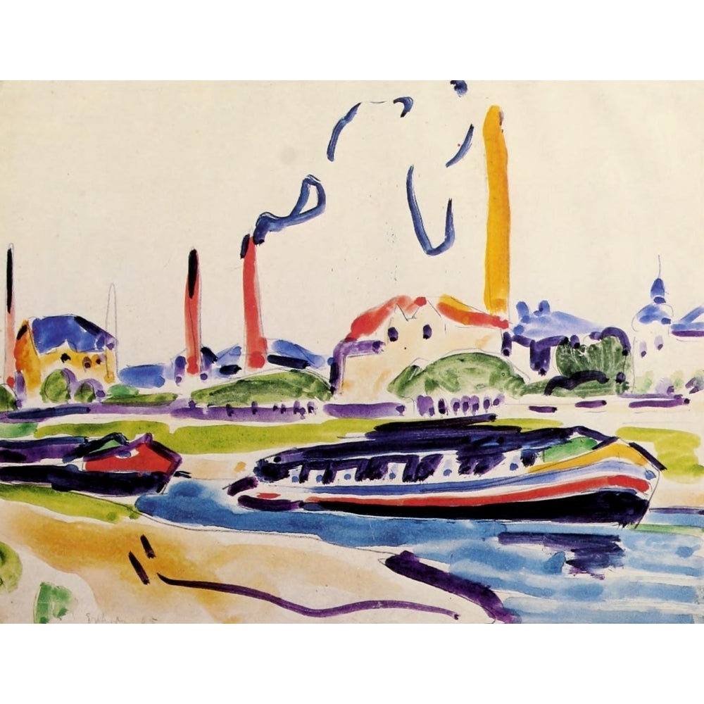 Barges on the Elbe 1905 Poster Print by Ernst Ludwig Kirchner Image 2