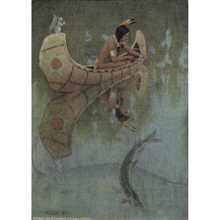 Story of Haiwatha 1910 Take my bait oh king of fishes Poster Print by Maria Kirk Image 1