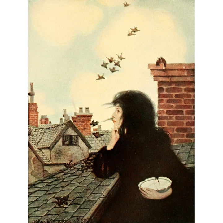 A Little Princess 1905 Feeding the birds Poster Print by Ethel Franklin Betts Image 2