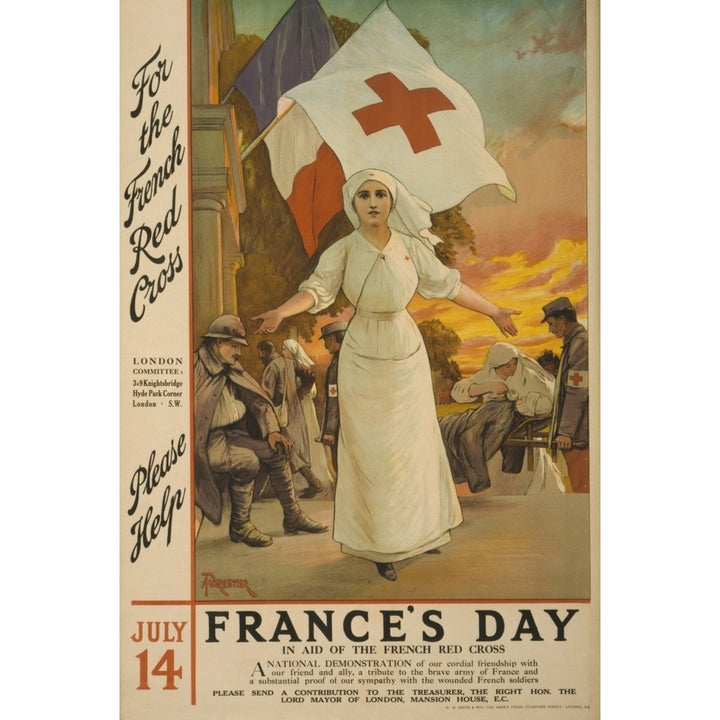 War Poster 1915 Frances Day Red Cross Poster Print by A. Forestier Image 2