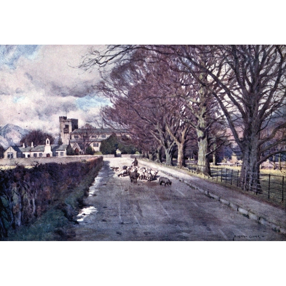 English Lakes 1908 Crosthwaite Church Keswick Poster Print by A. Cooper Image 1