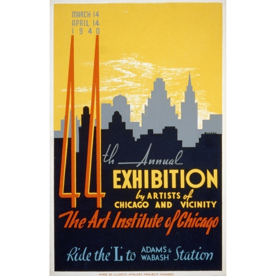 Illinois WPA Art Project 1940 44th annual exhibition by artists of Chicago Poster Print by John Buczak Image 1