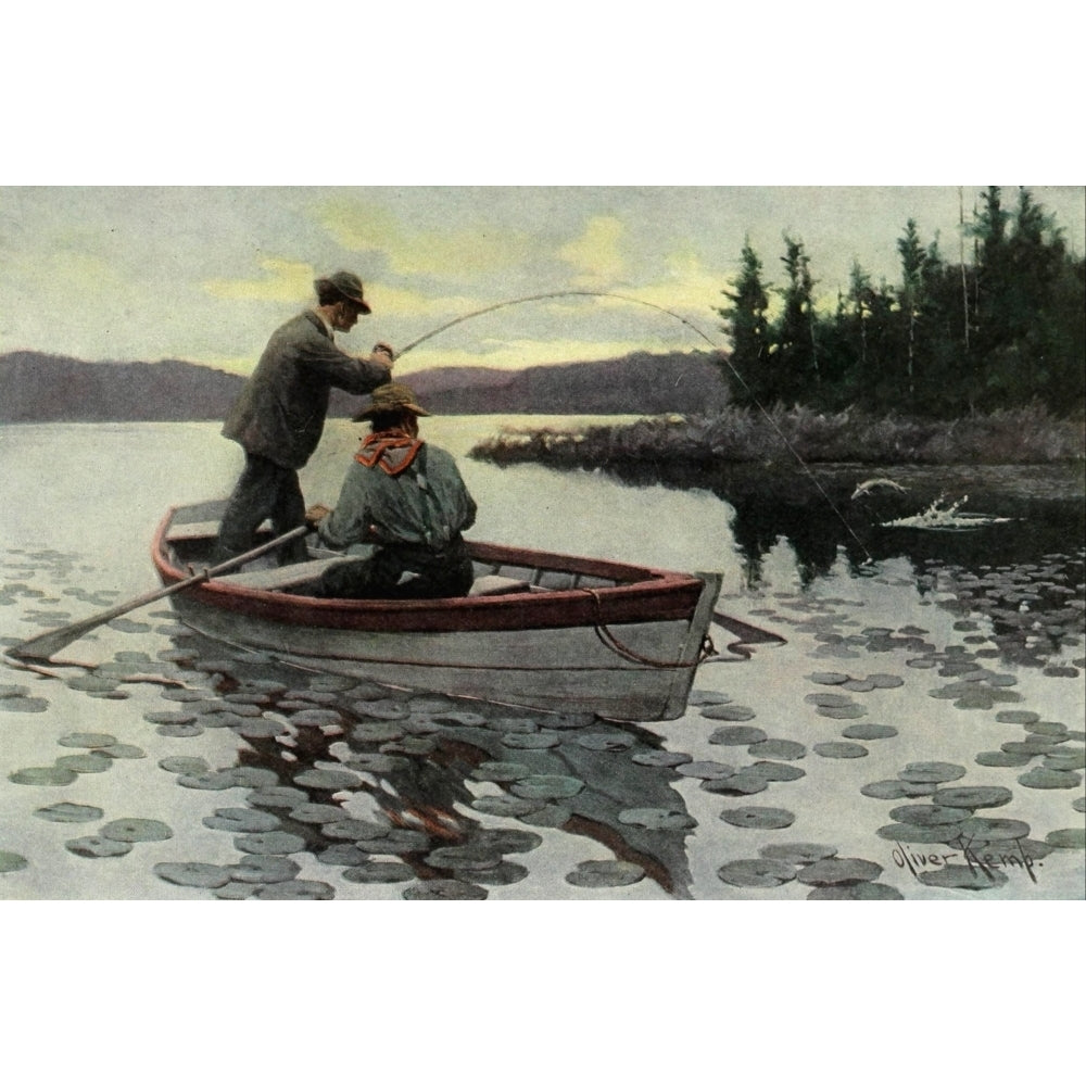 Scribners Magazine 45 1909 Lake Fishing Poster Print by Oliver Kemp Image 1