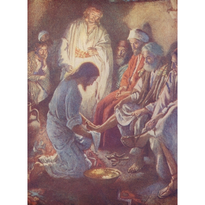 Stories about Jesus 1959 Jesus washing the disciples feet Poster Print by Harold Copping Image 2