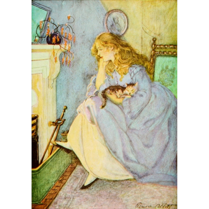 An Old-fashioned Girl 1911 Oh Puss what a fool I am Poster Print by Elenore Plaisted Abbott Image 1