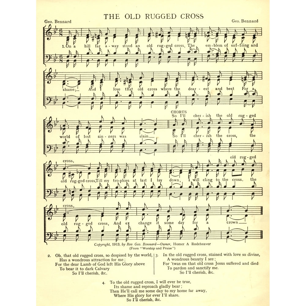 News Chronicle Song Book n.d. Old Rugged Cross Poster Print by G. Bennard Image 2