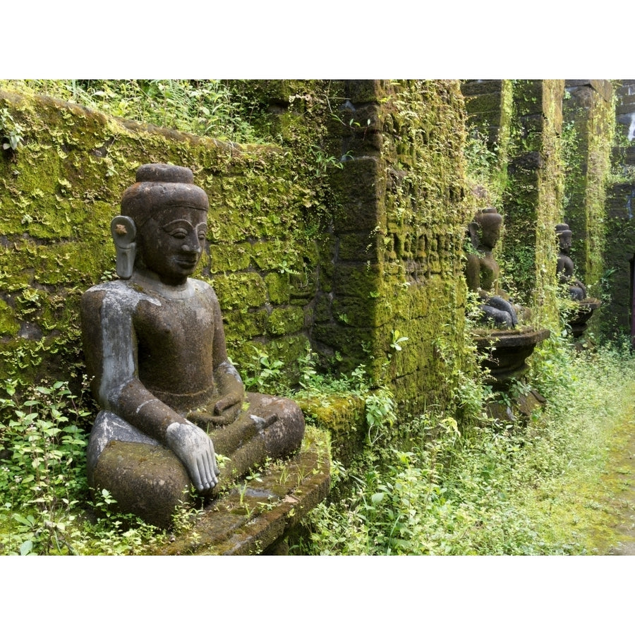 Buddha statues at Koe Thaung temple built by King Min Taik Kha Mrauk U Rakhine State Myanmar Print by Panoramic Image 1