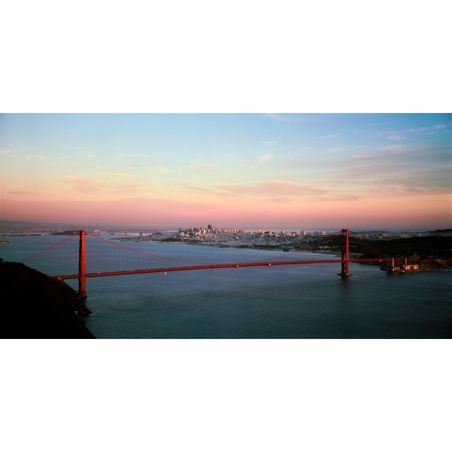 Suspension bridge across a bay Golden Gate Bridge San Francisco Bay San Francisco California USA Poster Print Image 1