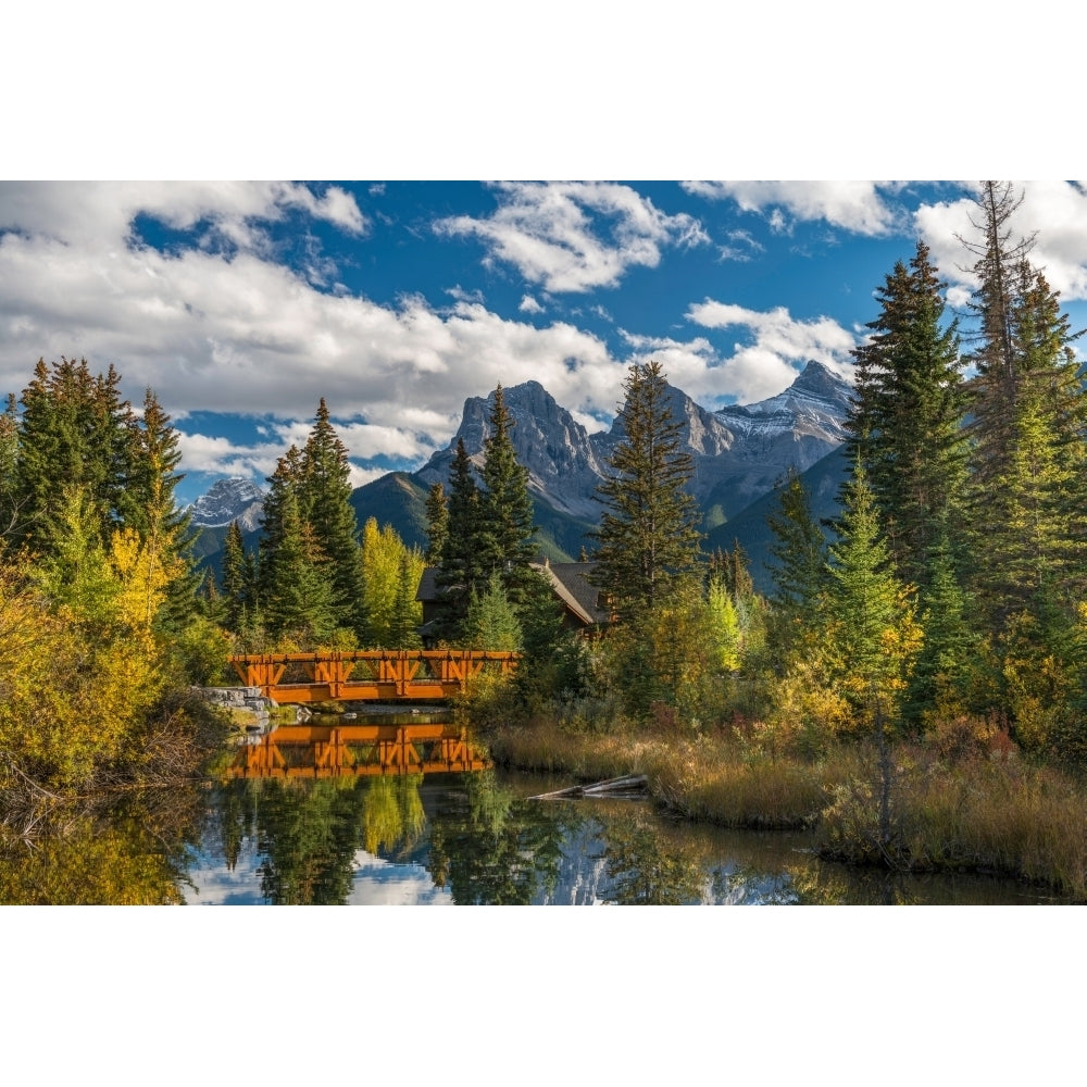 Bridge on Spring Creek Three Sisters Canmore Alberta Canada Poster Print Image 2