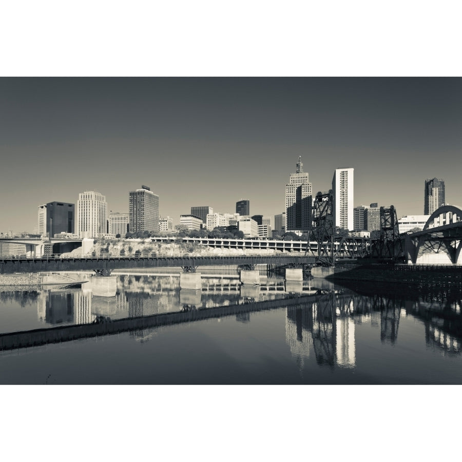 Skyline from Raspberry Island St Paul Minneapolis Minnesota USA Poster Print Image 1