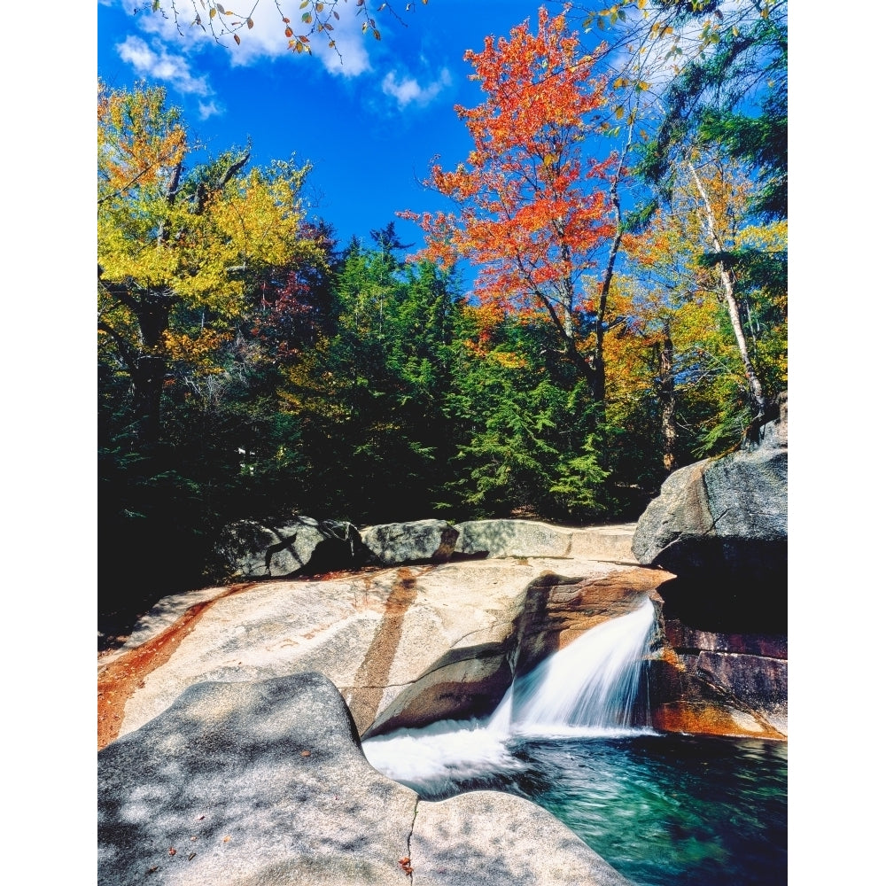 Water falling into a river Pemigewasset River Franconia Notch State Park White Mountains Hampshire USA Print by Image 2