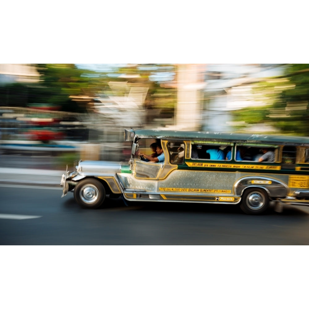 Jeepney moving on the road Manila Philippines Poster Print Image 2