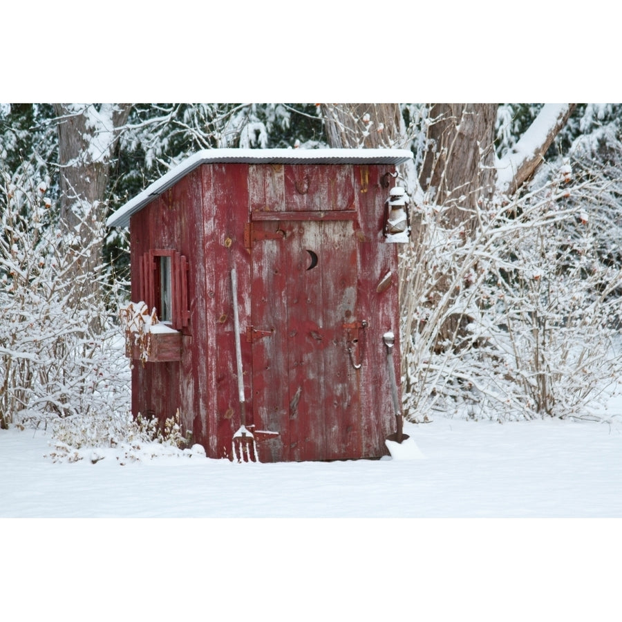 Outhouse garden shed in winter Marion County Illinois USA Poster Print Image 1