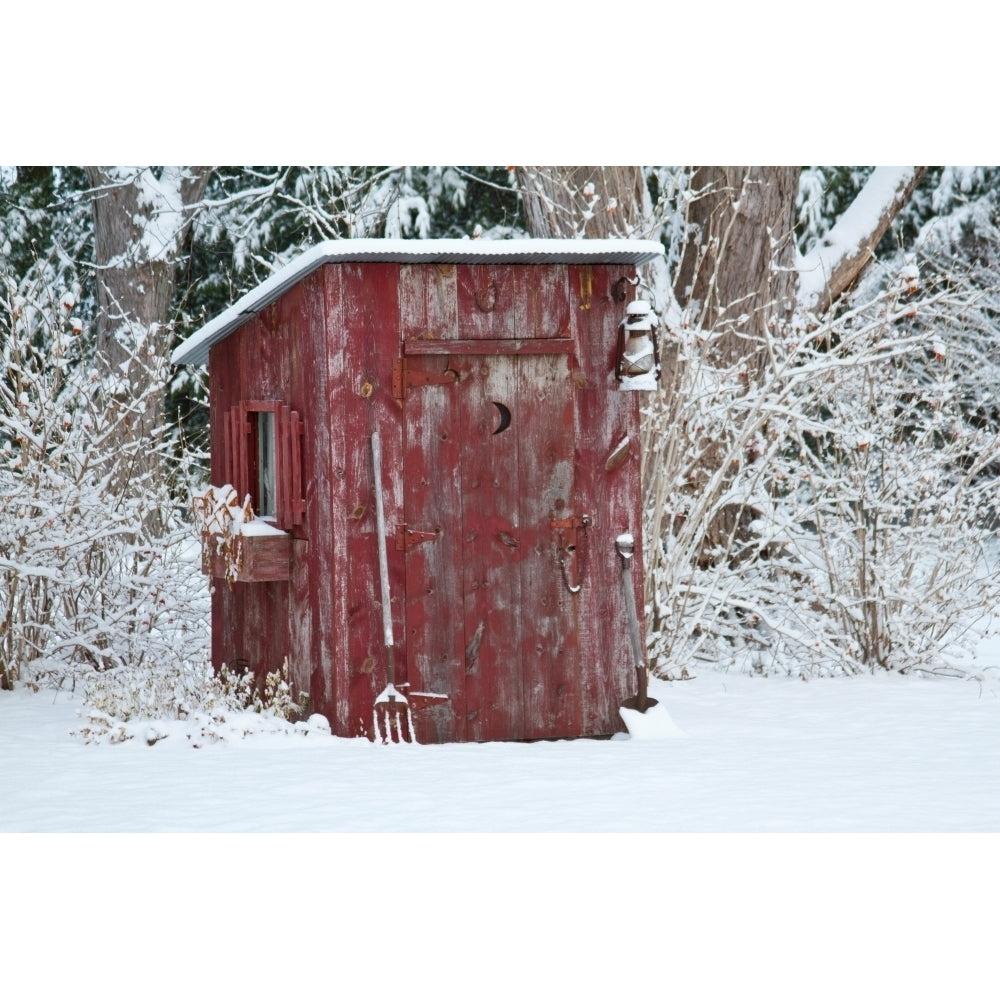 Outhouse garden shed in winter Marion County Illinois USA Poster Print Image 2