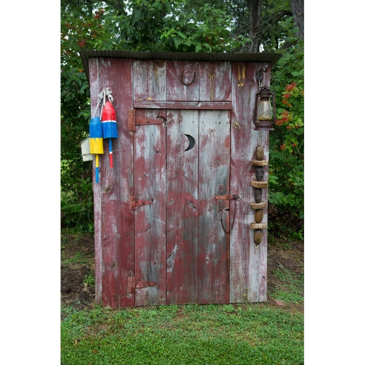 Outhouse shed in a garden Marion County Illinois USA Poster Print Image 1