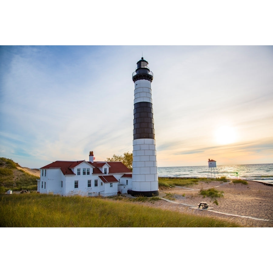 Lighthouse on the coast Big Sable Point Lighthouse Lake Michigan Ludington Mason County Michigan USA Poster Print Image 1