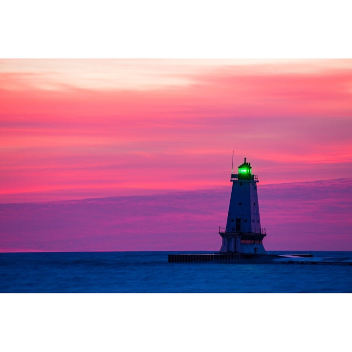 Lighthouse on the coast at dusk Ludington North Pierhead Lighthouse Lake Michiga Image 1