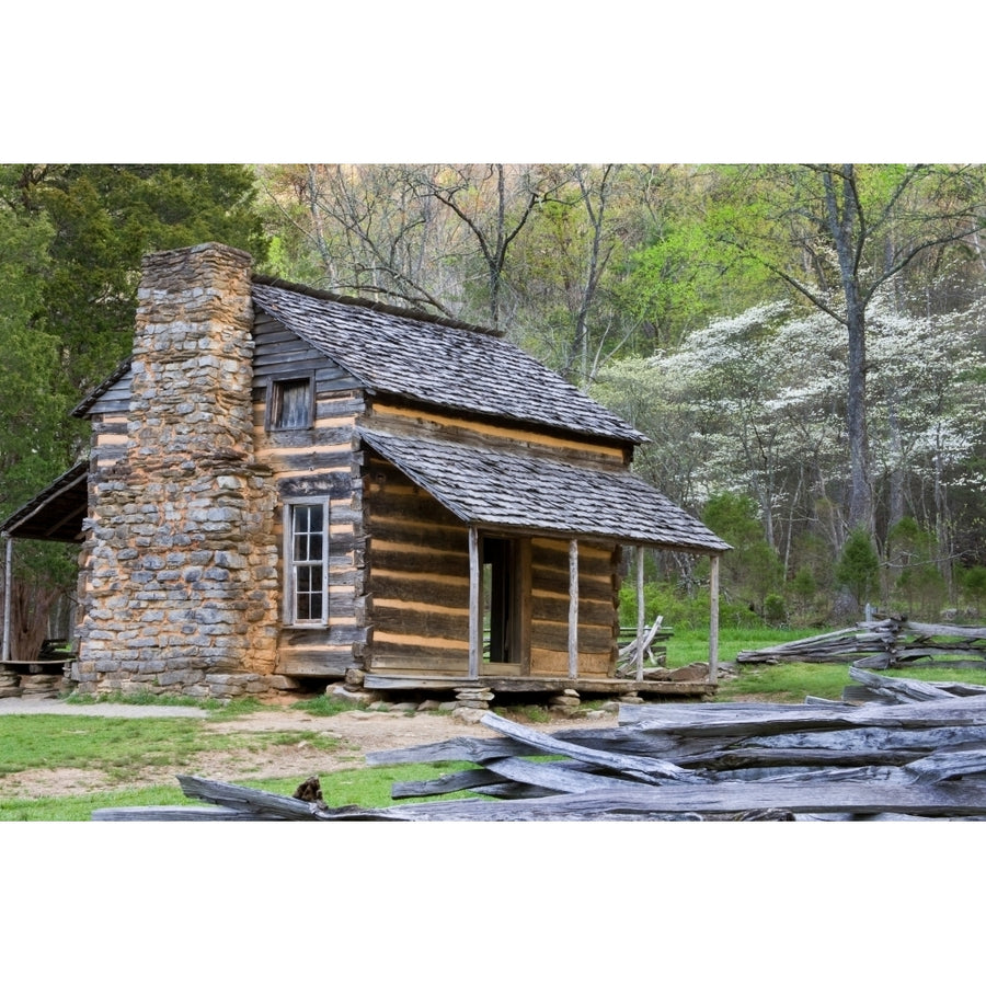 John Oliver Cabin in a forest Cades Cove Great Smoky Mountains National Park Tennessee USA Poster Print Image 1