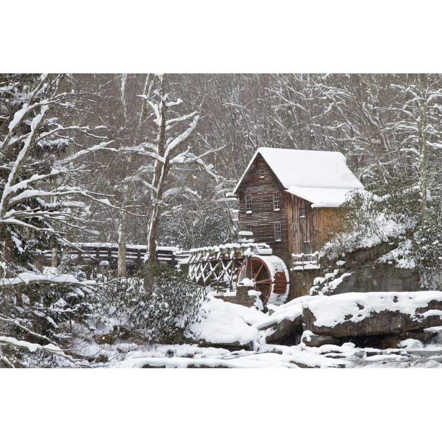 Watermill in a forest in winter Glade Creek Grist Mill Babcock State Park Fayette County West Virginia USA 18 x 24 Image 1