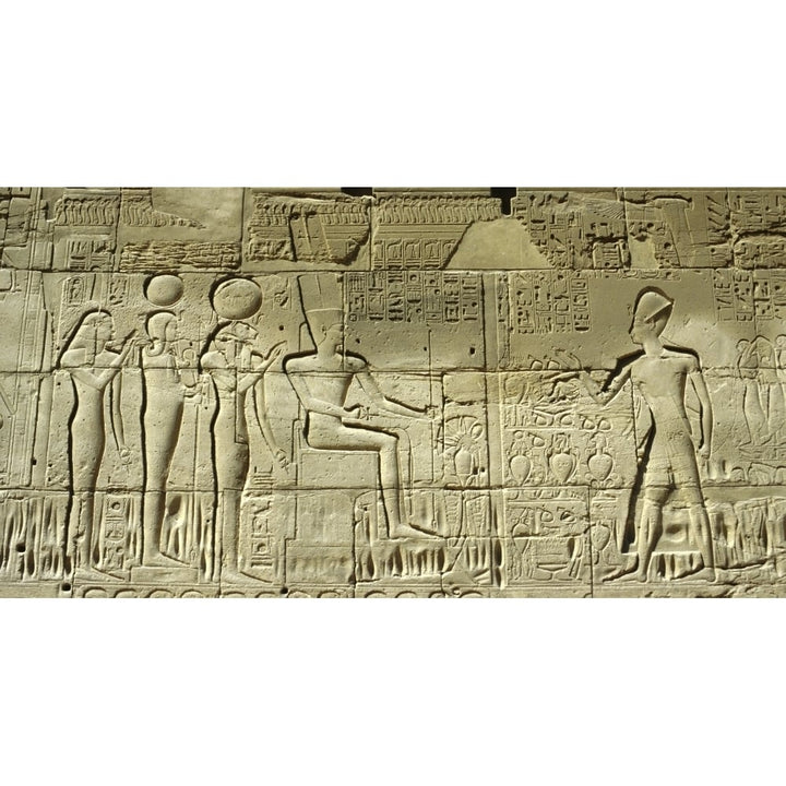 Egyptian hieroglyphs on the wall Temples of Karnak Luxor Egypt Poster Print Image 2