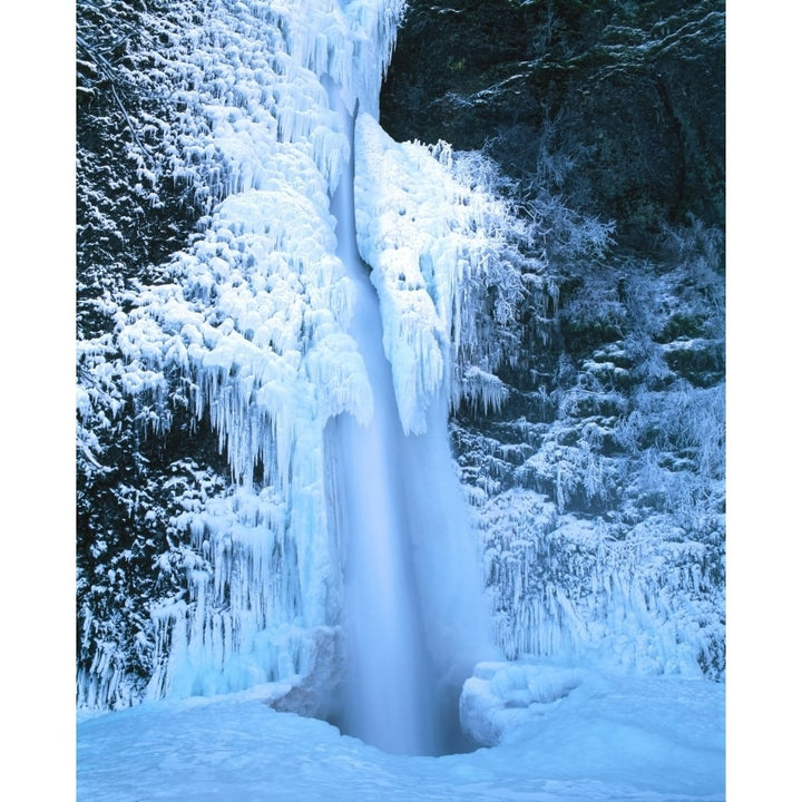 Winter ice hangs on Horsetail Falls Columbia River Gorge National Scenic Area Multnomah County Oregon USA Print by Image 1