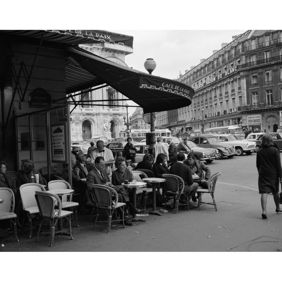 1960s Patrons At Cafe De La Paix Sidewalk Cafe Corner Of Paris Opera House In Background Paris France Print By Vintage Image 1