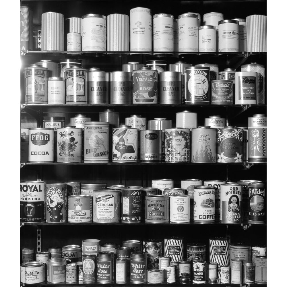 1920s-1930s-1940s Tin Cans And Containers On Shelves Poster Print By Vintage Collection Image 1